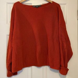 French Connection rust orange oversized cotton sweater. Size Large.